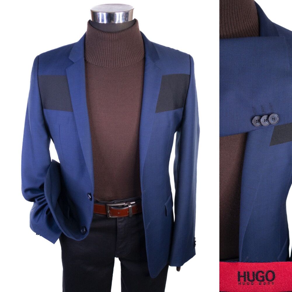 Hugo Boss Blazer Sport Coat Sz 36R Wool Blue Two Button Jacket